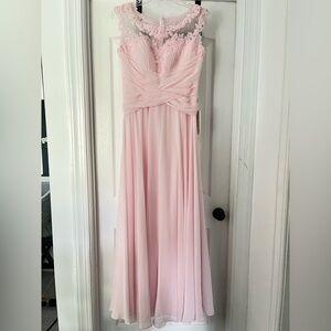 JJs House Blush Pink Maxi Dress with Lace